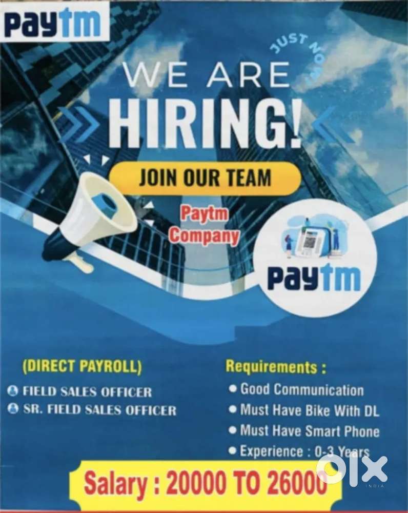 Field sales executive  In paytm pvt ltd