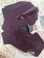 Kid boy three piece dark maroon suit