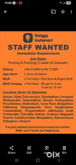 Bike Picker, Loader need for Swiggy Instamart
