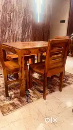 Solid Sheesham Wood Dining Table with 3 Chairs – Excellent Condition