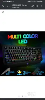 ZEBRONICS Keyboard (gamming, rgblight) Brand new 7day old