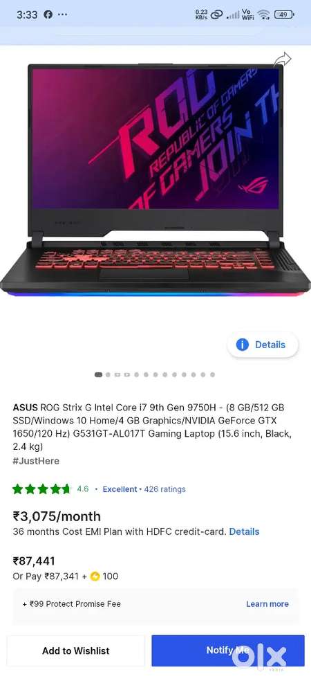 Asus Rog Gaming Laptop i7