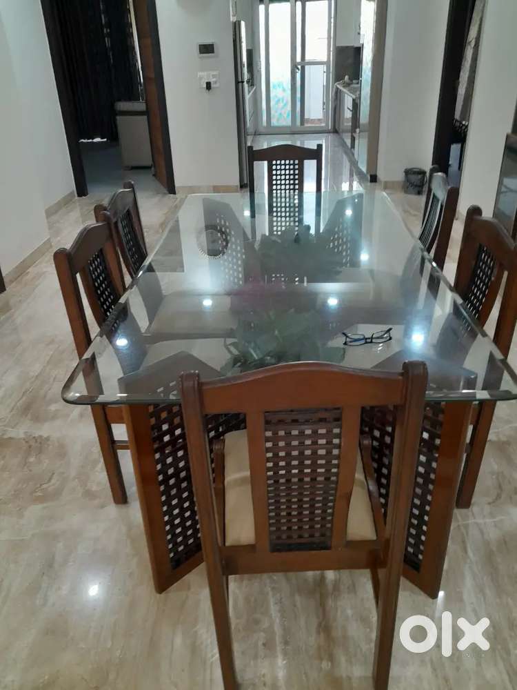 6 chair teak wood Dining Table + 3 seater couch