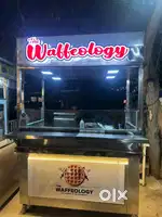 Waffle counter with sign board