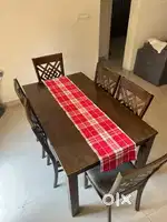 6-seater dining table Malaysian wood with walnut finish