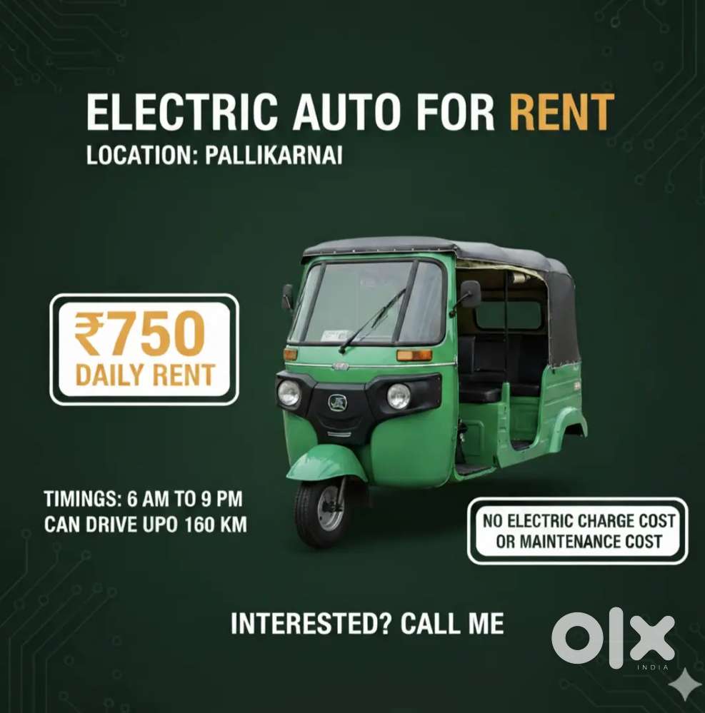 Electric Auto for Rent - Rs 750(Pallikaranai)