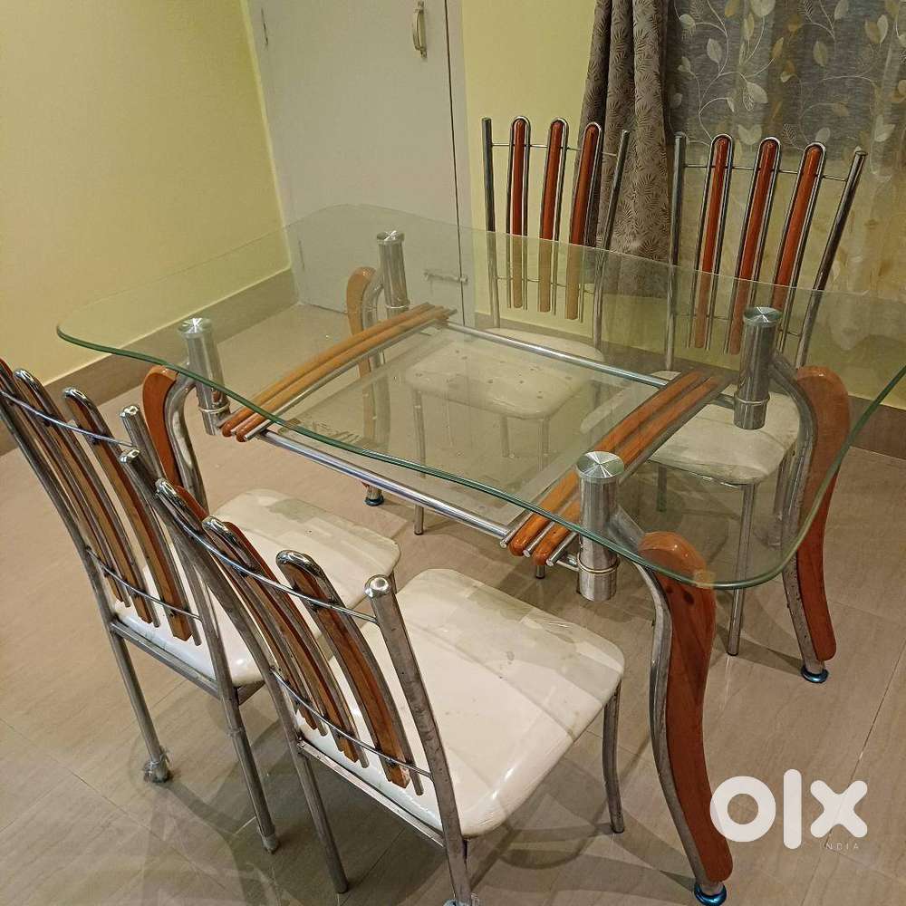 Glass top dining table with 4 chairs for sale in six mile,  Guwahati