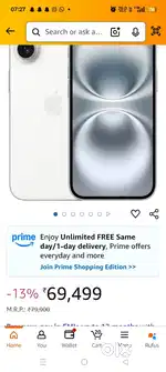 i phone 16 128 gb new  box pack bil cable available Today order
