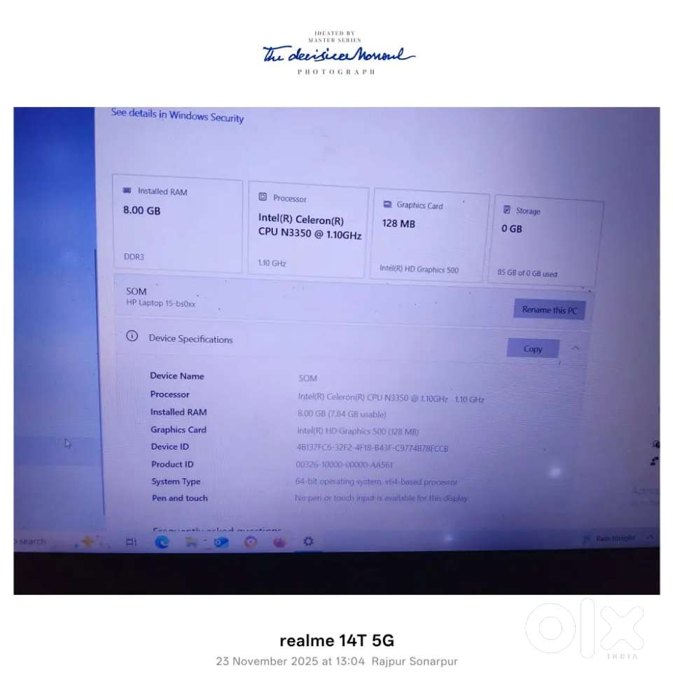 Hp laptop Intel processor