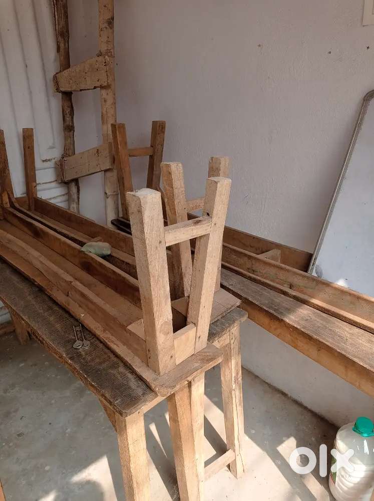 Wood bench and desk