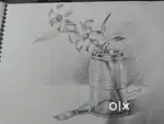 A drawing of a flower in a jar
