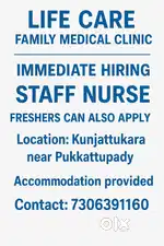 Urgent hiring STAFF NURSE and LAB TECHNICIAN