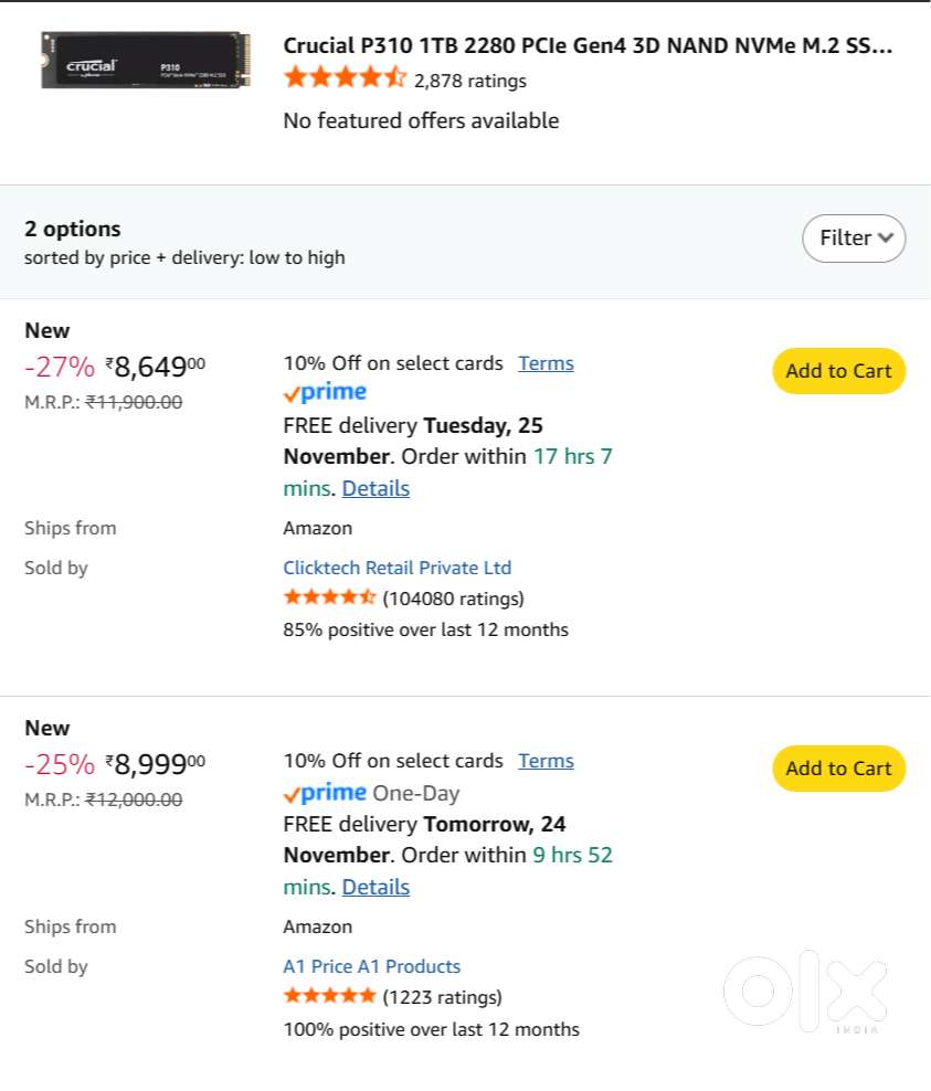1TB SSD Crucial P310 Gen4 NVMe M.2 - Laptop