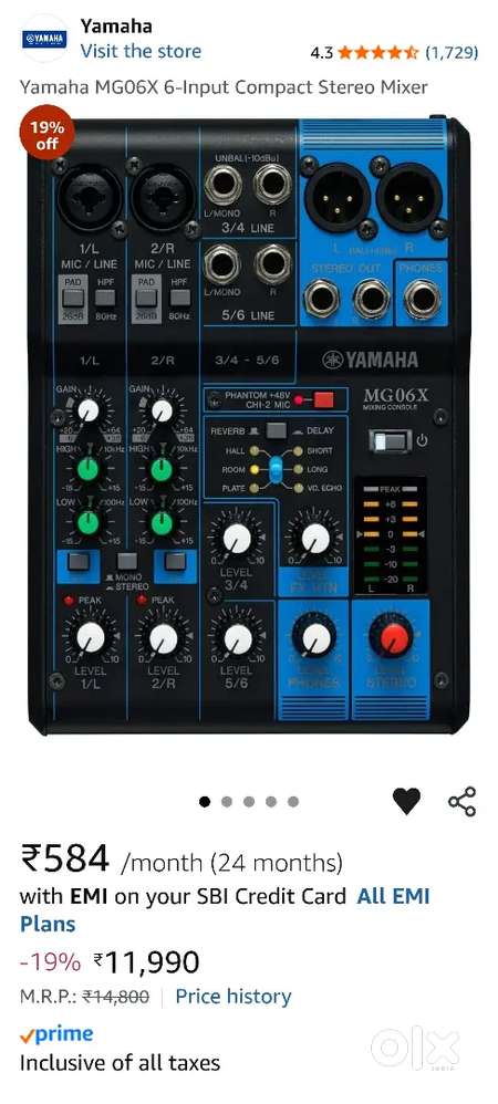 Yamaha MG06X 6-Input Compact Stereo Mixer