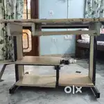 Old wooden computer table with storage shelves - Budget Friendly