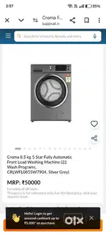 Brand new Croma 8.5 kg front loading washing machine