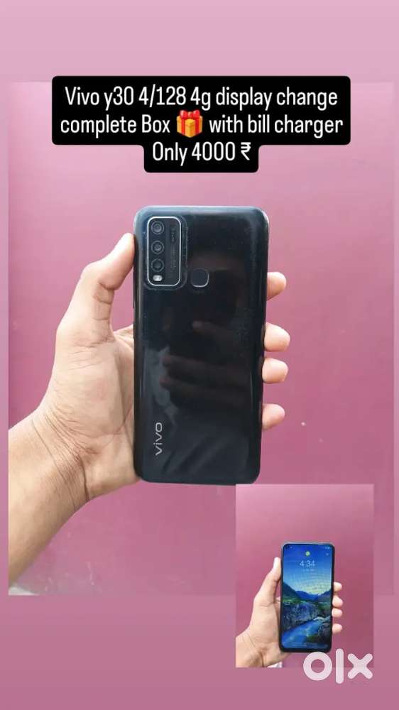 Vivo y30 4g 4/128 complete Box with bill charger