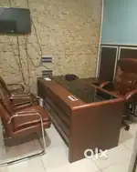 Office pure leather table and chair
