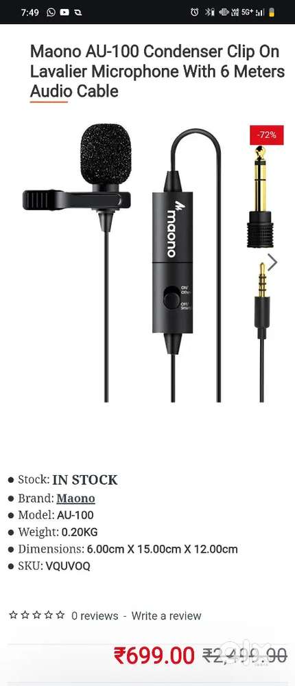 I want to sell brand new Maono au 100 Microphone (Mic)
