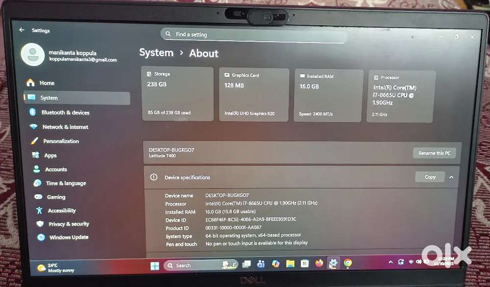 Dell Latitude 7400  High Performance i7  16GB  256GB SSD