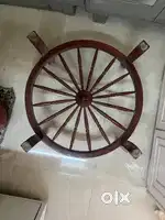 Wooden Wheel Table base(No Glass) / Decorative Piece