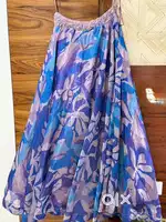 Designer crop top and skirt with cape and ruffle duppta