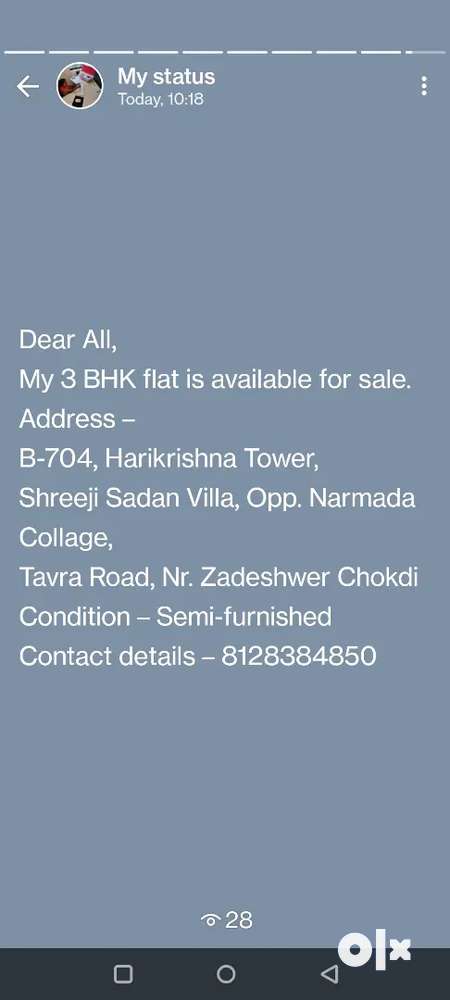 Flat with prime location for sale