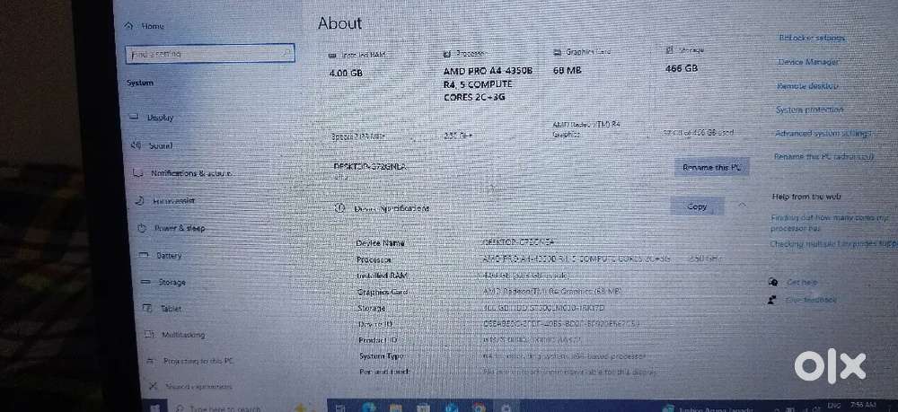 Lenovo laptop 81fs E4125 4gb 500gb HDD