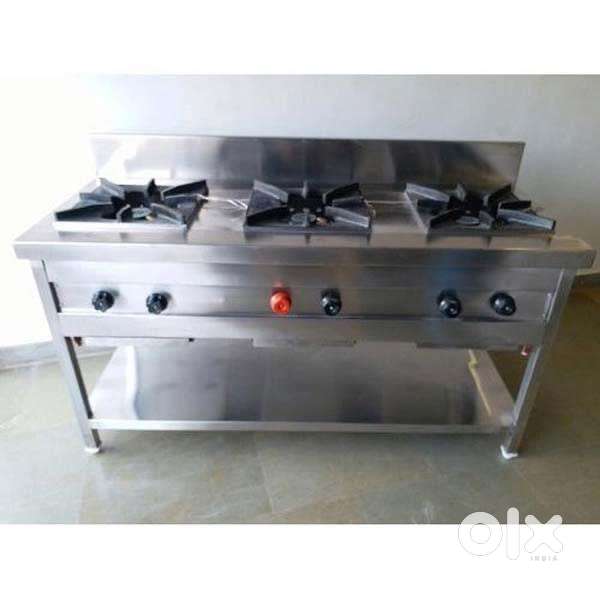 Commercial Stainless Steel 3 Burner Stove for Sale in Tin Factory