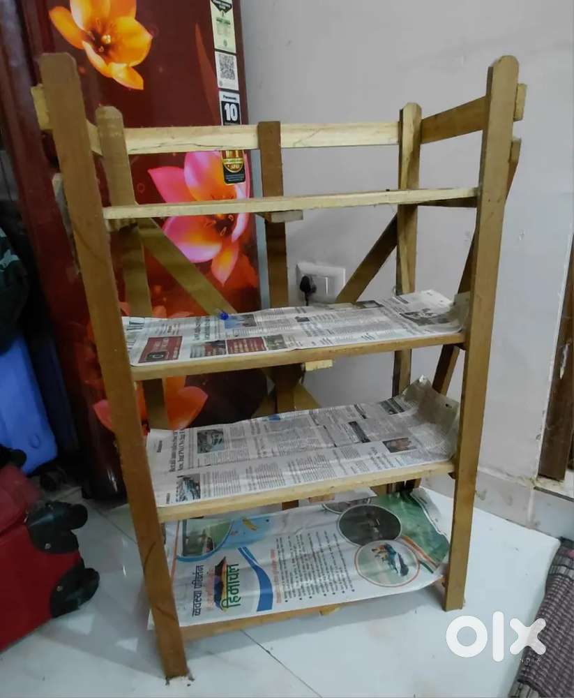 Wooden Book or Shoe Shelf and New Dustbin