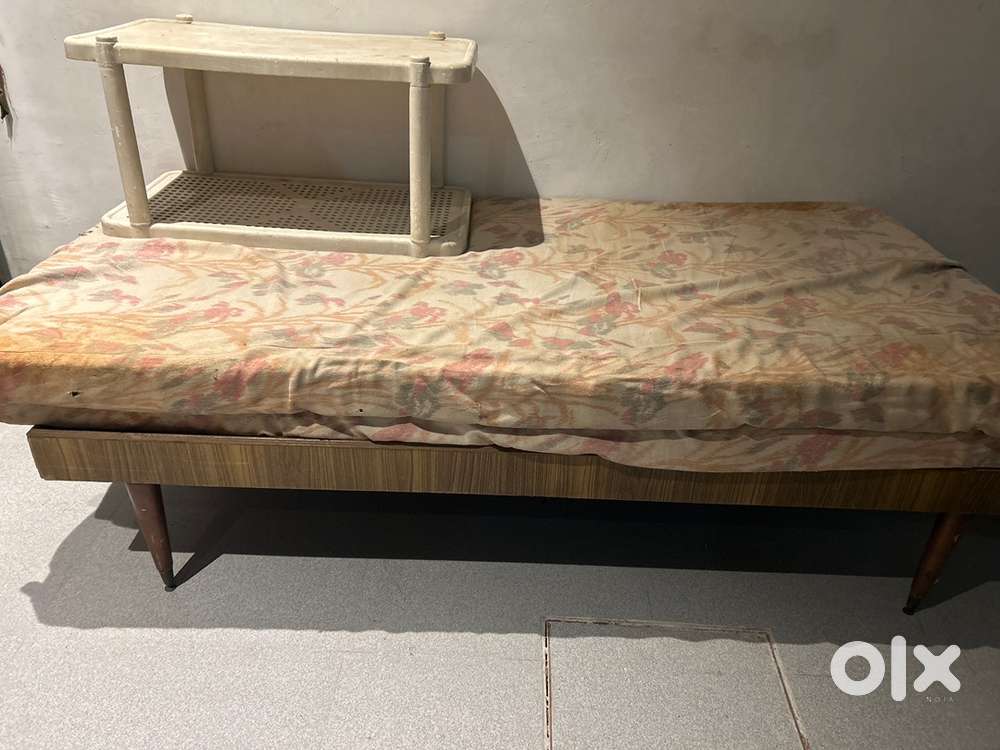 Single Bed, Bed Backs, Plastic Table and Chairs