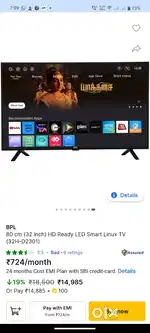 Bpl tv smart 32 inch 10 din old