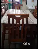 Segun wooden six seater marble top dining table set with 6 chairs
