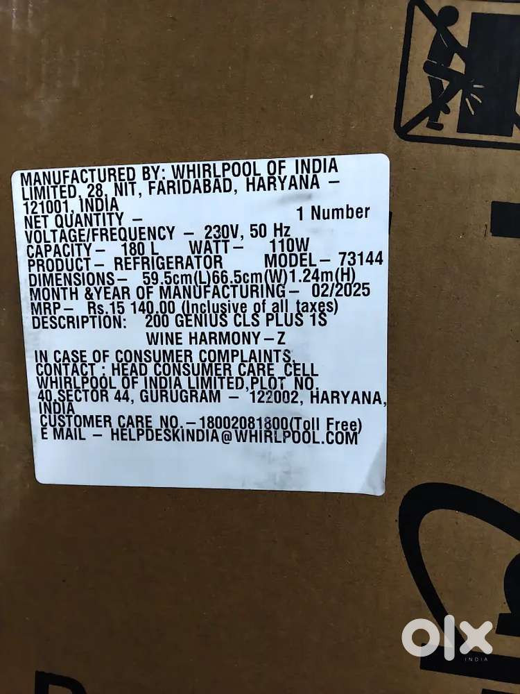 Rafregretor Whirlpool company 180 liter