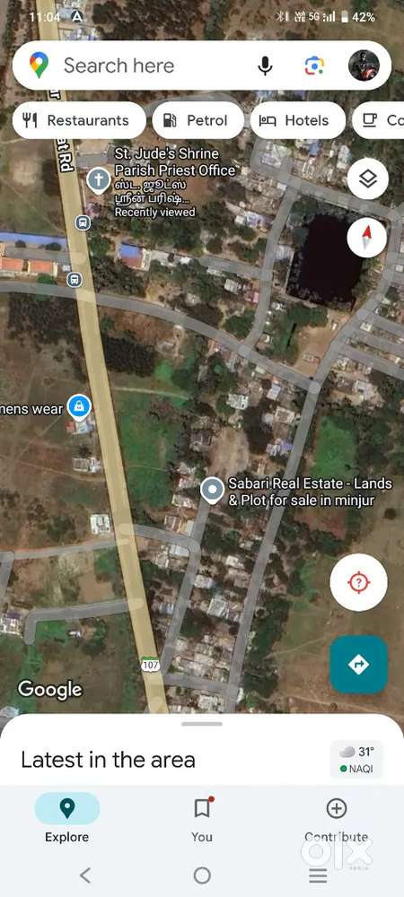 53 cent available on road land. 800rs per sqft.