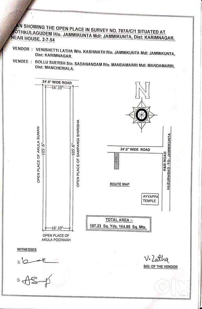 Open plot urgent sale 197 Sq yards North Facing