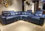 STARF FURNITURE L shape sofa set in blue rexine