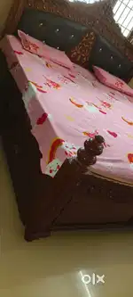 Teak wood bed with cot King size