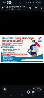 We Hiring Delivery exicutive At Dominos
