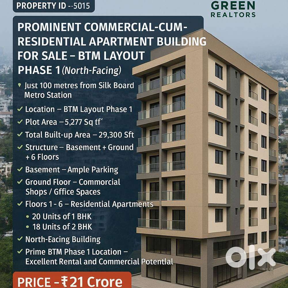 Prominent Commercial-cum-Residential Apartment Building for Sale – BTM