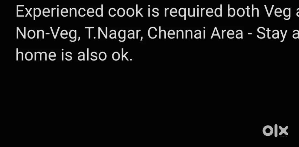 Experienced cook both Veg and Non-Veg - Urgent