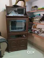 Tv and tv wooden box are good condition