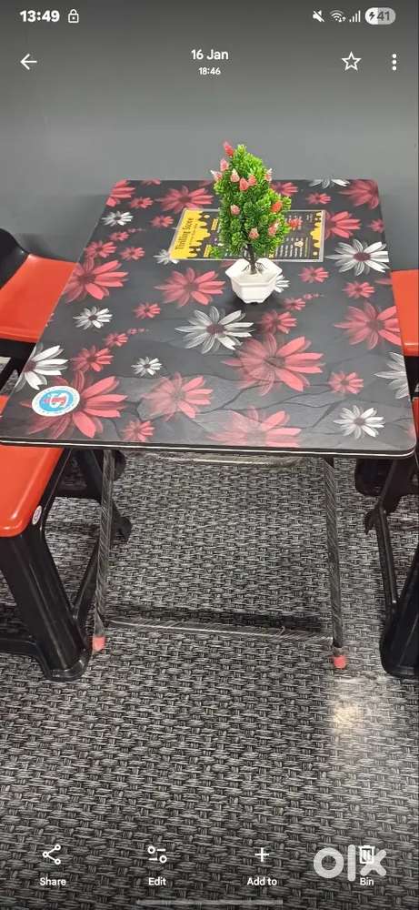 plywood and mild steel rectangular folding dining table