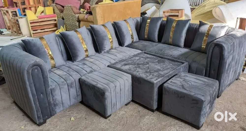 L shape sofa affordable price grey colour