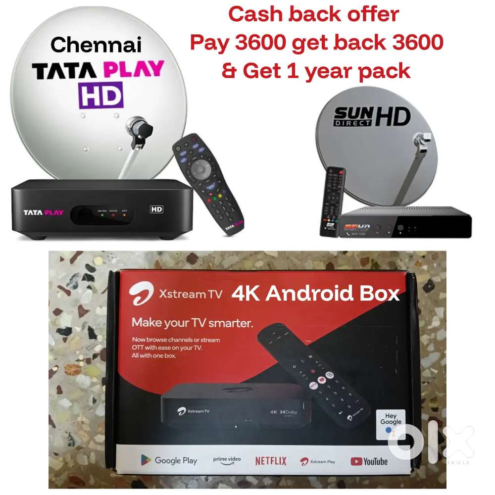 AIRTEL XSTREAM 4K ANDROID BOX WITH 1 YEAR PLAN ! TÀTA PLÀY ! SUNDIRECT