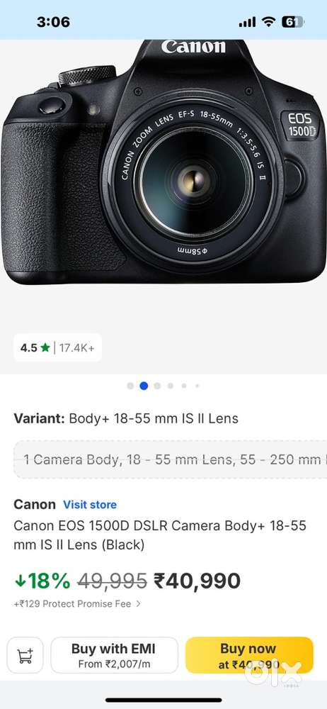 CANON 1500d CAMERA In MINT CONDITION