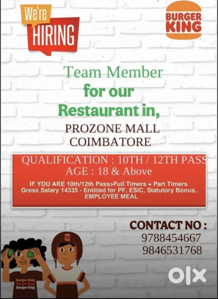 Team Members Required for BURGERKING