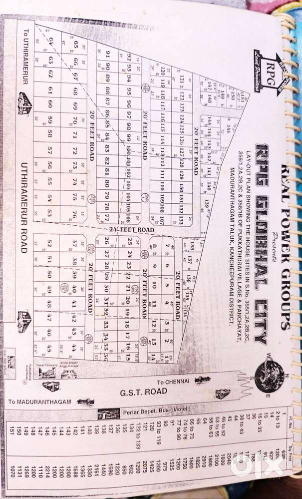 Residential land for sale in Madhurandhagam- Utiramerurer, GST road.