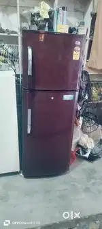Red double door fridge