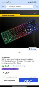 Keyboard and mouse gaming combo